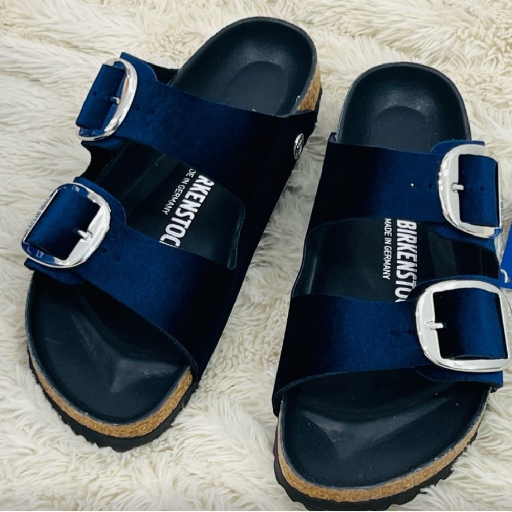 COPY - Birkenstock Arizona Velvet Sandals Navy Blue Velvet New in Box